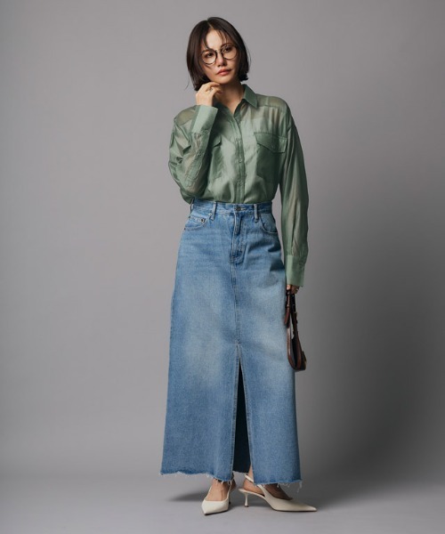 RASW（ラス）の「[RASW]シアーマルチwayシャツ（シャツ/ブラウス・レディース・ダークネイビー/グリーン系・M/L）」の8枚目の写真