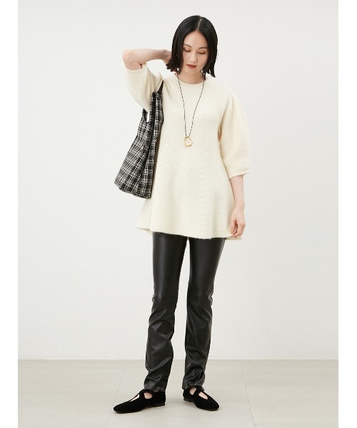 ★Mila Owen・ミラ オーウェン★麻 ストレッチ フロントファスナー ベアトップワンピース 1★黒★[NEW]★19gx44 Mila Owen ロングスカート フレア ニット素材 ストレッチ 裏地付き