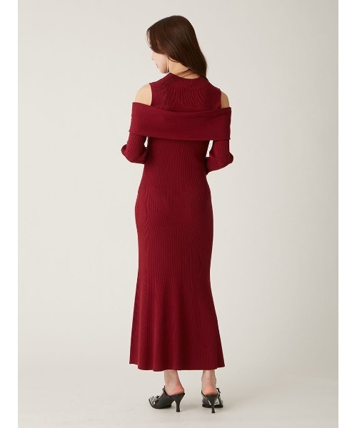 【新品未使用】LILY BROWN レイヤードニットワンピース ボルドー LILY BROWN（リリーブラウン）の「レイヤードニットワンピース