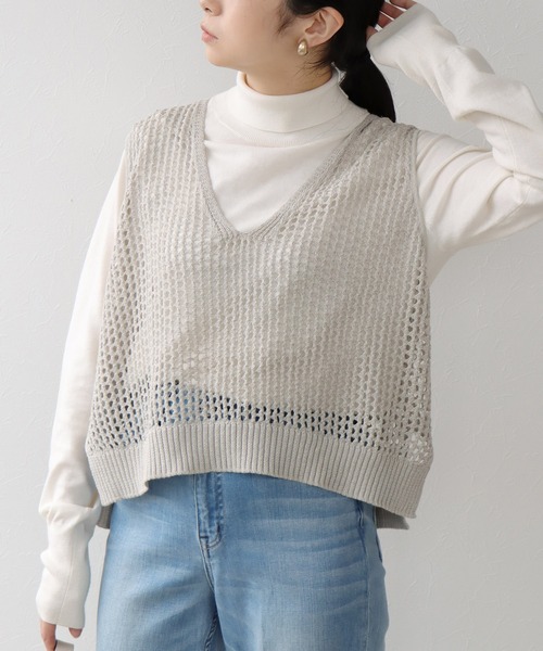 Jines(ジネス)の「ギマメッシュベスト(ベスト・レディース・グレー/チャコールグレー/ブルー・38)」の3枚目の写真