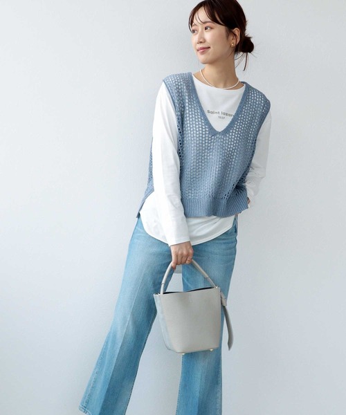 Jines(ジネス)の「ギマメッシュベスト(ベスト・レディース・グレー/チャコールグレー/ブルー・38)」の6枚目の写真