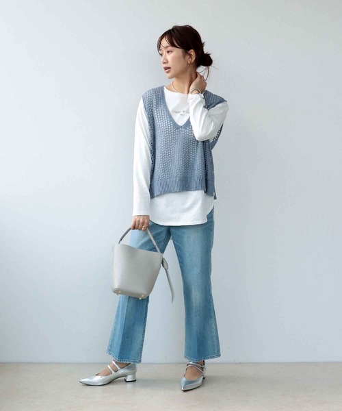 Jines(ジネス)の「ギマメッシュベスト(ベスト・レディース・グレー/チャコールグレー/ブルー・38)」の4枚目の写真