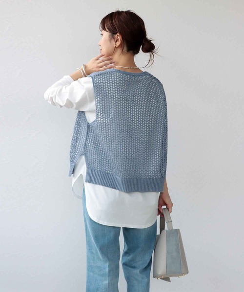 Jines(ジネス)の「ギマメッシュベスト(ベスト・レディース・グレー/チャコールグレー/ブルー・38)」の8枚目の写真