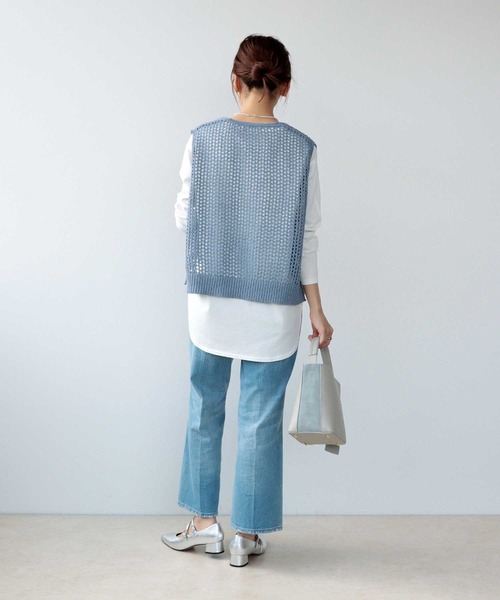 Jines(ジネス)の「ギマメッシュベスト(ベスト・レディース・グレー/チャコールグレー/ブルー・38)」の5枚目の写真