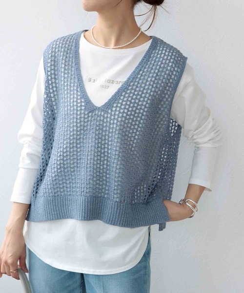 Jines(ジネス)の「ギマメッシュベスト(ベスト・レディース・グレー/チャコールグレー/ブルー・38)」の7枚目の写真