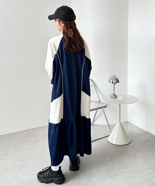 FIRST MOOD(ファーストムード)の「《FIRSTMOODコラボ》ハーフジップ配色ワンピース(ワンピース・レディース・ネイビー/ブラック・MEDIUM/LARGE)」の14枚目の写真