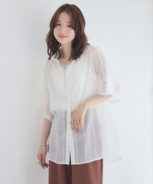 RETRO GIRL（レトロガール）の「半袖BIGシャツ（シャツ/ブラウス・レディース・ブルー系その他/ピンク/ベージュ/ホワイト系その他・FREE）」の6枚目の写真