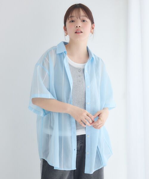 RETRO GIRL（レトロガール）の「半袖BIGシャツ（シャツ/ブラウス・レディース・ブルー系その他/ピンク/ベージュ/ホワイト系その他・FREE）」の12枚目の写真