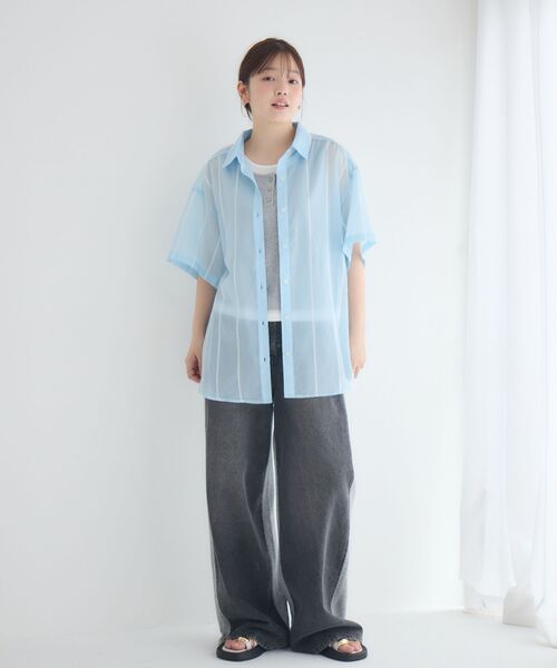 RETRO GIRL（レトロガール）の「半袖BIGシャツ（シャツ/ブラウス・レディース・ブルー系その他/ピンク/ベージュ/ホワイト系その他・FREE）」の13枚目の写真