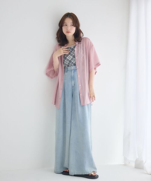 RETRO GIRL（レトロガール）の「半袖BIGシャツ（シャツ/ブラウス・レディース・ブルー系その他/ピンク/ベージュ/ホワイト系その他・FREE）」の22枚目の写真