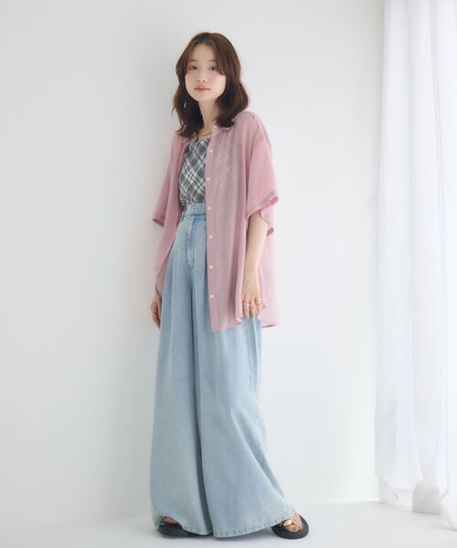RETRO GIRL（レトロガール）の「半袖BIGシャツ（シャツ/ブラウス・レディース・ブルー系その他/ピンク/ベージュ/ホワイト系その他・FREE）」の21枚目の写真