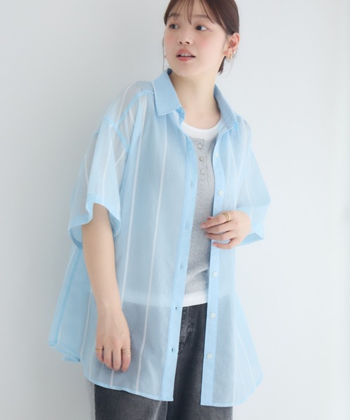 RETRO GIRL（レトロガール）の「半袖BIGシャツ（シャツ/ブラウス・レディース・ブルー系その他/ピンク/ベージュ/ホワイト系その他・FREE）」の3枚目の写真