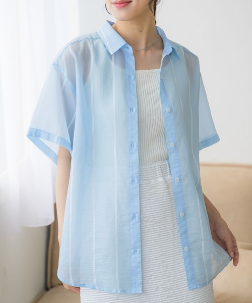 RETRO GIRL（レトロガール）の「半袖BIGシャツ（シャツ/ブラウス・レディース・ブルー系その他/ピンク/ベージュ/ホワイト系その他・FREE）」の14枚目の写真