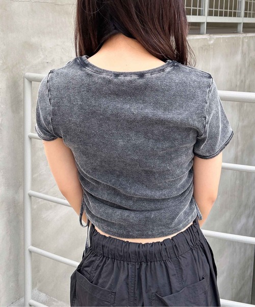 INGNI（イング）の「サイドギャザープレート付ピグメントリブTシャツ（Tシャツ/カットソー・レディース・オートミール/ブラック/オフホワイト・M）」の14枚目の写真