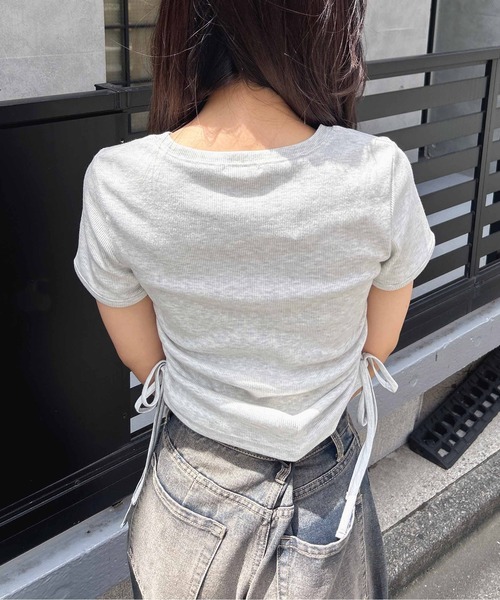 INGNI（イング）の「サイドギャザープレート付ピグメントリブTシャツ（Tシャツ/カットソー・レディース・オートミール/ブラック/オフホワイト・M）」の22枚目の写真