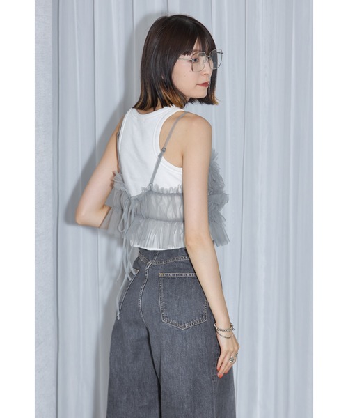 leimn(レイムン)の「チュールフリルペプラムビスチェ(ベスト・レディース・ライトグレー/ブラック・M)」の21枚目の写真