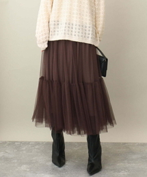 ティアードチュールスカート/洗える