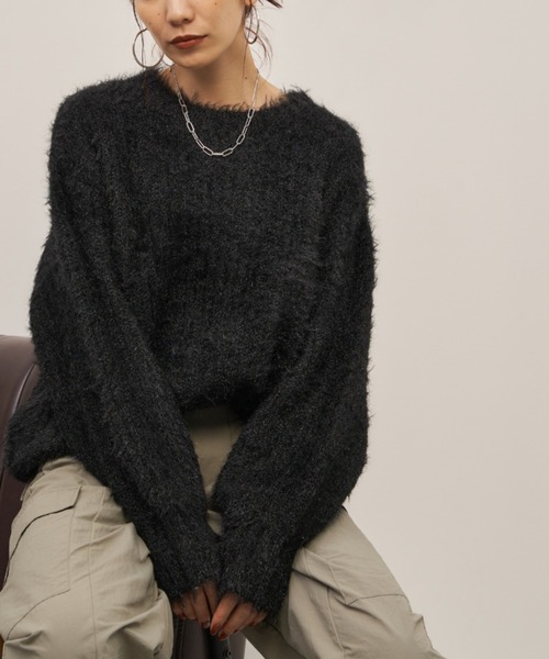 Auntie Rosa Holiday（アンティローザホリデー）の「※入荷禁止※ラメフェザーヤーンボリュームニット（ニット/セーター・レディース・ライトグレー/ピンク/ブルー/ブラック・FREE）」の2枚目の写真