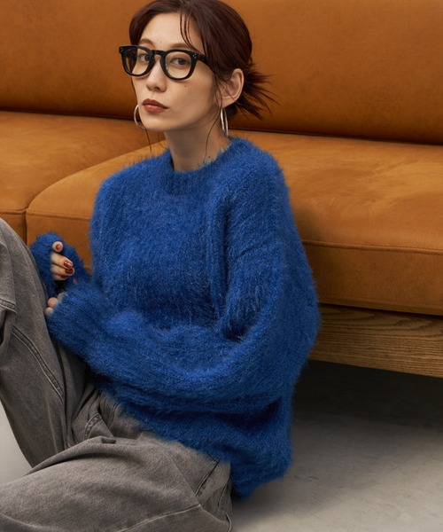 Auntie Rosa Holiday（アンティローザホリデー）の「※入荷禁止※ラメフェザーヤーンボリュームニット（ニット/セーター・レディース・ライトグレー/ピンク/ブルー/ブラック・FREE）」の11枚目の写真