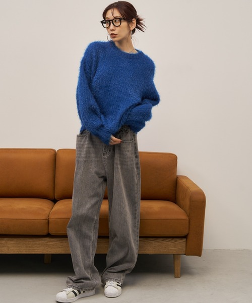 Auntie Rosa Holiday（アンティローザホリデー）の「※入荷禁止※ラメフェザーヤーンボリュームニット（ニット/セーター・レディース・ライトグレー/ピンク/ブルー/ブラック・FREE）」の14枚目の写真