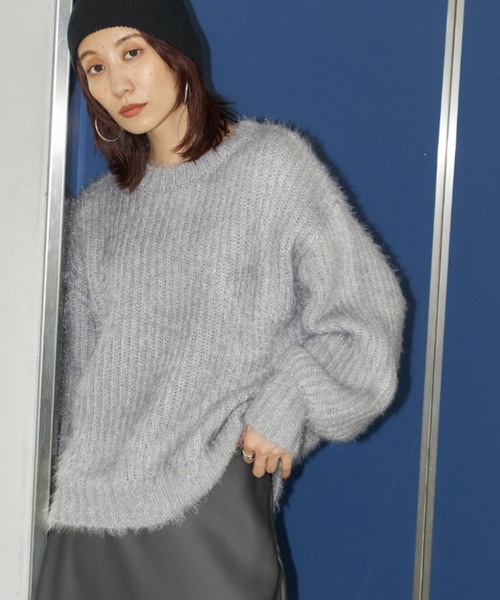 Auntie Rosa Holiday（アンティローザホリデー）の「※入荷禁止※ラメフェザーヤーンボリュームニット（ニット/セーター・レディース・ライトグレー/ピンク/ブルー/ブラック・FREE）」の19枚目の写真