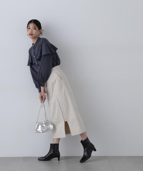 N.（N. Natural Beauty Basic）（エヌエヌナチュラルビューティーベーシック）の「◆バンドカラーラッフル長袖ブラウス（シャツ/ブラウス・レディース・チャコールグレー/ホワイト/ライトグリーン/グレー系その他・MEDIUM）」の19枚目の写真