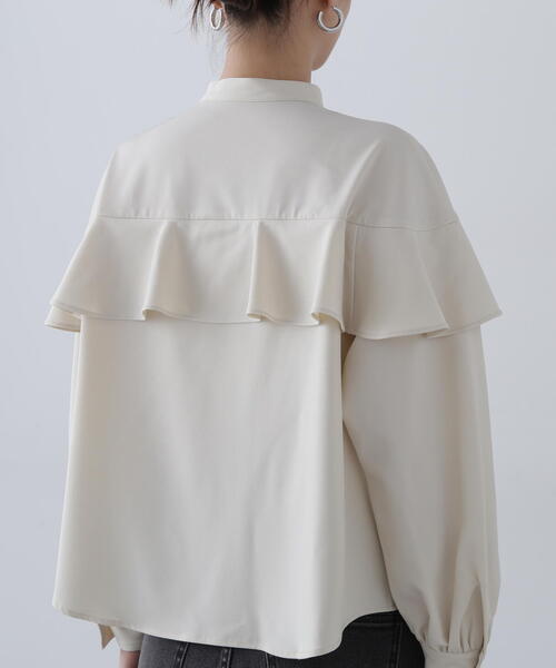 N.（N. Natural Beauty Basic）（エヌエヌナチュラルビューティーベーシック）の「◆バンドカラーラッフル長袖ブラウス（シャツ/ブラウス・レディース・チャコールグレー/ホワイト/ライトグリーン/グレー系その他・MEDIUM）」の14枚目の写真