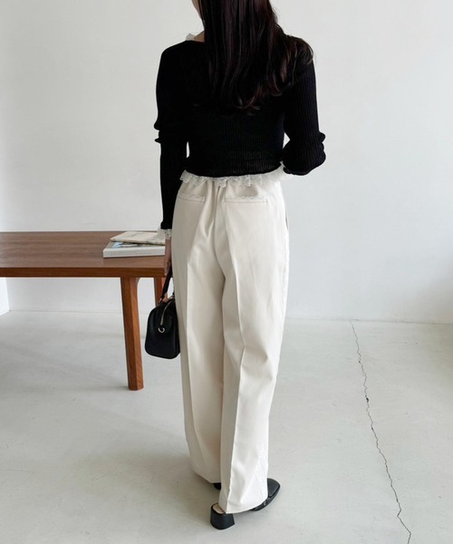 サイドレースワイドスラックス（スラックス）｜one after another NICE