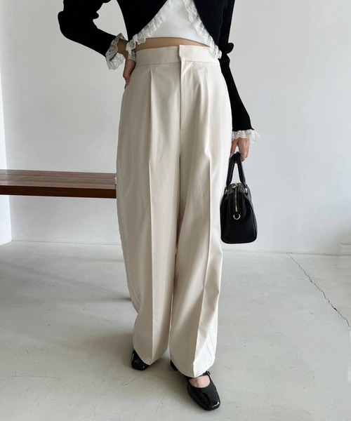 サイドレースワイドスラックス（スラックス）｜one after another NICE