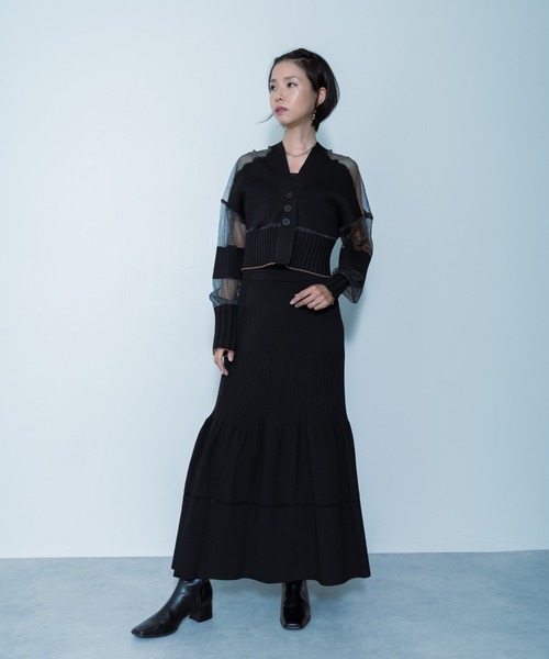 TEVALT（ヴァレット）の「ニットスカート（スカート・レディース・ブラック/ブルー/グリーン・38）」の4枚目の写真