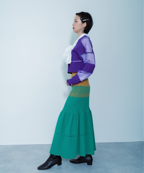 TEVALT（ヴァレット）の「ニットスカート（スカート・レディース・ブラック/ブルー/グリーン・38）」の9枚目の写真