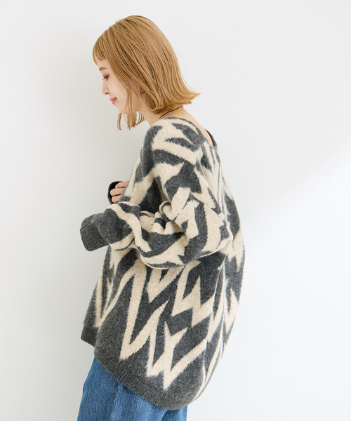 B.C STOCK（ベーセーストック）の「CRH MOHAIR BLEND JQD カーディガン 