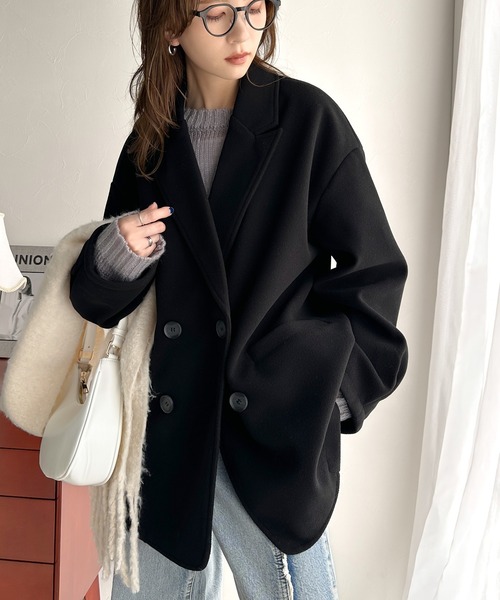 セール】ONもOFFもキマる。こなれ感漂うフェイクウール素材ダブル