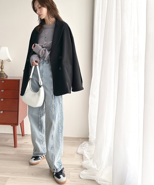 セール】ONもOFFもキマる。こなれ感漂うフェイクウール素材ダブル