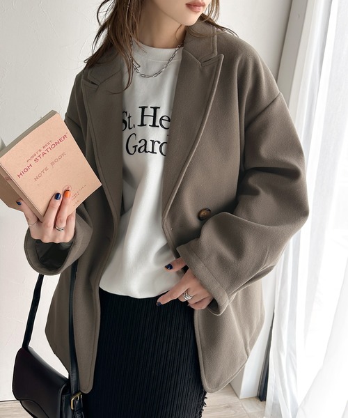 セール】ONもOFFもキマる。こなれ感漂うフェイクウール素材ダブル