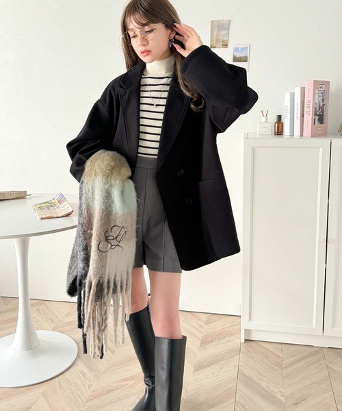 セール】ONもOFFもキマる。こなれ感漂うフェイクウール素材ダブル