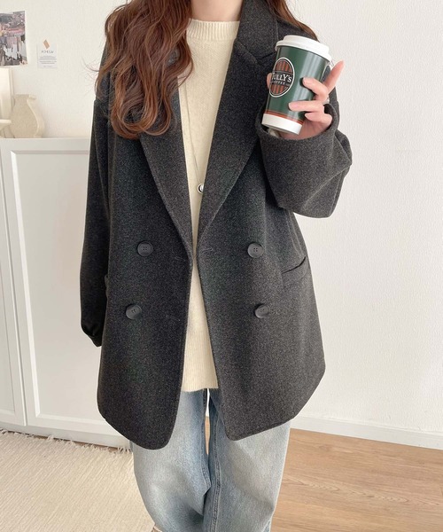 セール】ONもOFFもキマる。こなれ感漂うフェイクウール素材ダブル