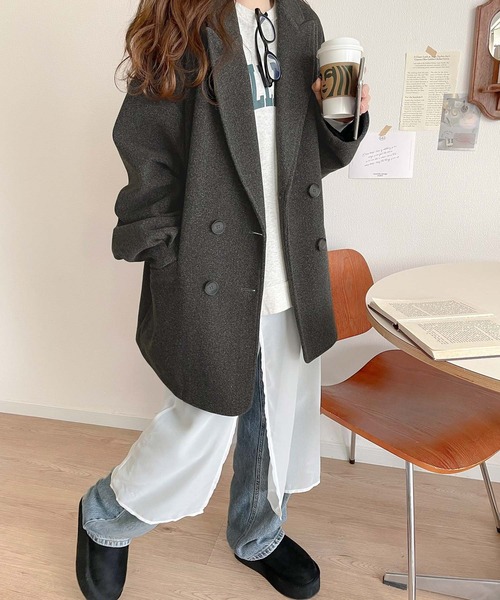 セール】ONもOFFもキマる。こなれ感漂うフェイクウール素材ダブル