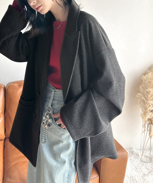 セール】ONもOFFもキマる。こなれ感漂うフェイクウール素材ダブル