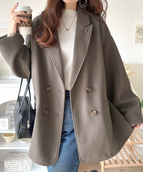 セール】ONもOFFもキマる。こなれ感漂うフェイクウール素材ダブル