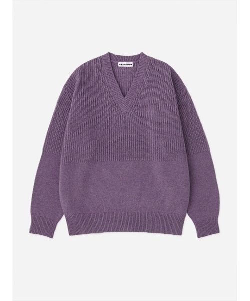 SOFTHYPHEN（ソフトハイフン）の「MIX PATTERNED V NECK KNIT（ニット/セーター・メンズ・グレー/パープル/ブラック・03/02）」の3枚目の写真