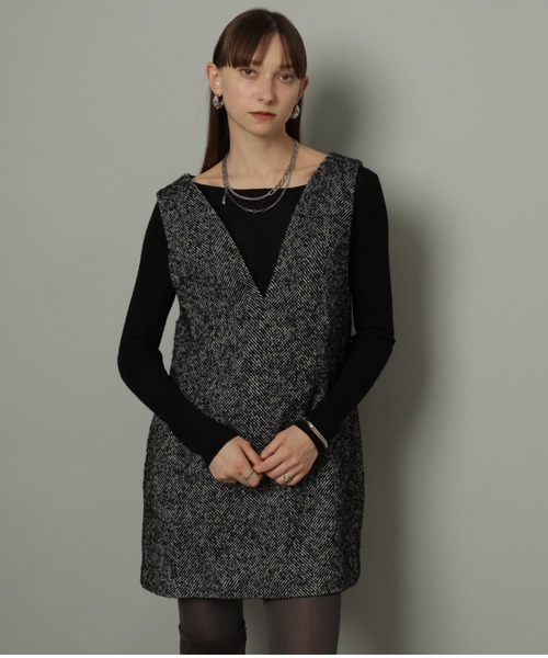 CADUNE（カデュネ）の「ミニジャンスカ（ワンピース・レディース・ブラックミックス/ライトグレー・36/38）」の3枚目の写真