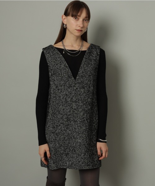 CADUNE（カデュネ）の「ミニジャンスカ（ワンピース・レディース・ブラックミックス/ライトグレー・36/38）」の9枚目の写真