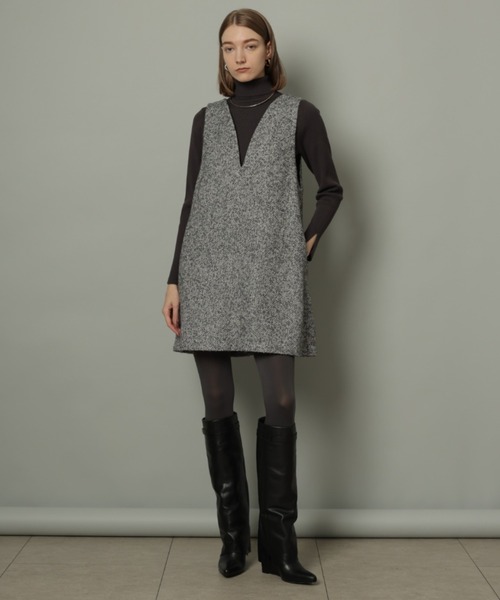 CADUNE（カデュネ）の「ミニジャンスカ（ワンピース・レディース・ブラックミックス/ライトグレー・36/38）」の4枚目の写真