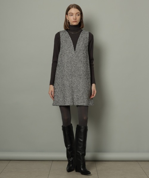 CADUNE（カデュネ）の「ミニジャンスカ（ワンピース・レディース・ブラックミックス/ライトグレー・36/38）」の6枚目の写真