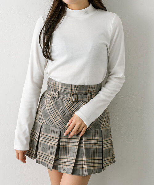 OLIVE des OLIVE（オリーブデオリーブ）の「テレコプチハイインナー（Tシャツ/カットソー・レディース・ピンク/オフホワイト/チャコールグレー/ブラック・FREE）」の2枚目の写真