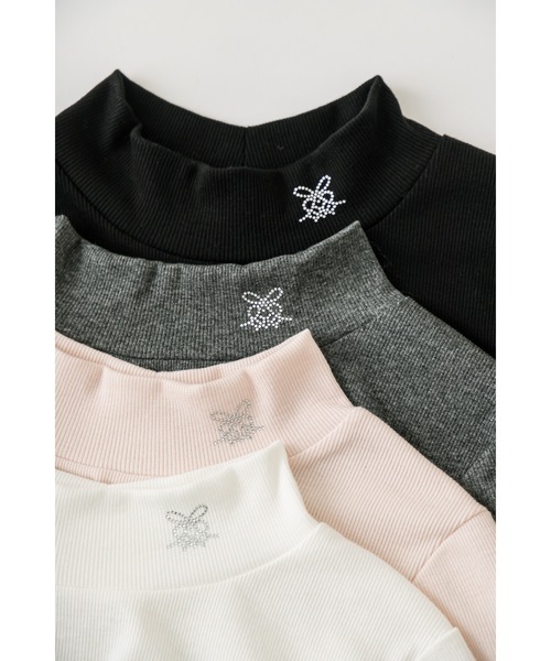OLIVE des OLIVE（オリーブデオリーブ）の「テレコプチハイインナー（Tシャツ/カットソー・レディース・ピンク/オフホワイト/チャコールグレー/ブラック・FREE）」の6枚目の写真