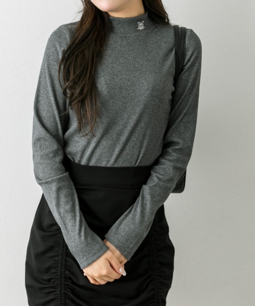 OLIVE des OLIVE（オリーブデオリーブ）の「テレコプチハイインナー（Tシャツ/カットソー・レディース・ピンク/オフホワイト/チャコールグレー/ブラック・FREE）」の14枚目の写真