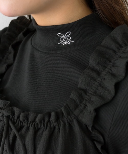 OLIVE des OLIVE（オリーブデオリーブ）の「テレコプチハイインナー（Tシャツ/カットソー・レディース・ピンク/オフホワイト/チャコールグレー/ブラック・FREE）」の10枚目の写真