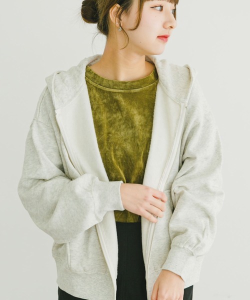 ITEMS URBANRESEARCH（アイテムズ アーバンリサーチ）の「裏起毛ジップパーカー（パーカー・レディース・グレー/ホワイト系その他・FREE）」の4枚目の写真